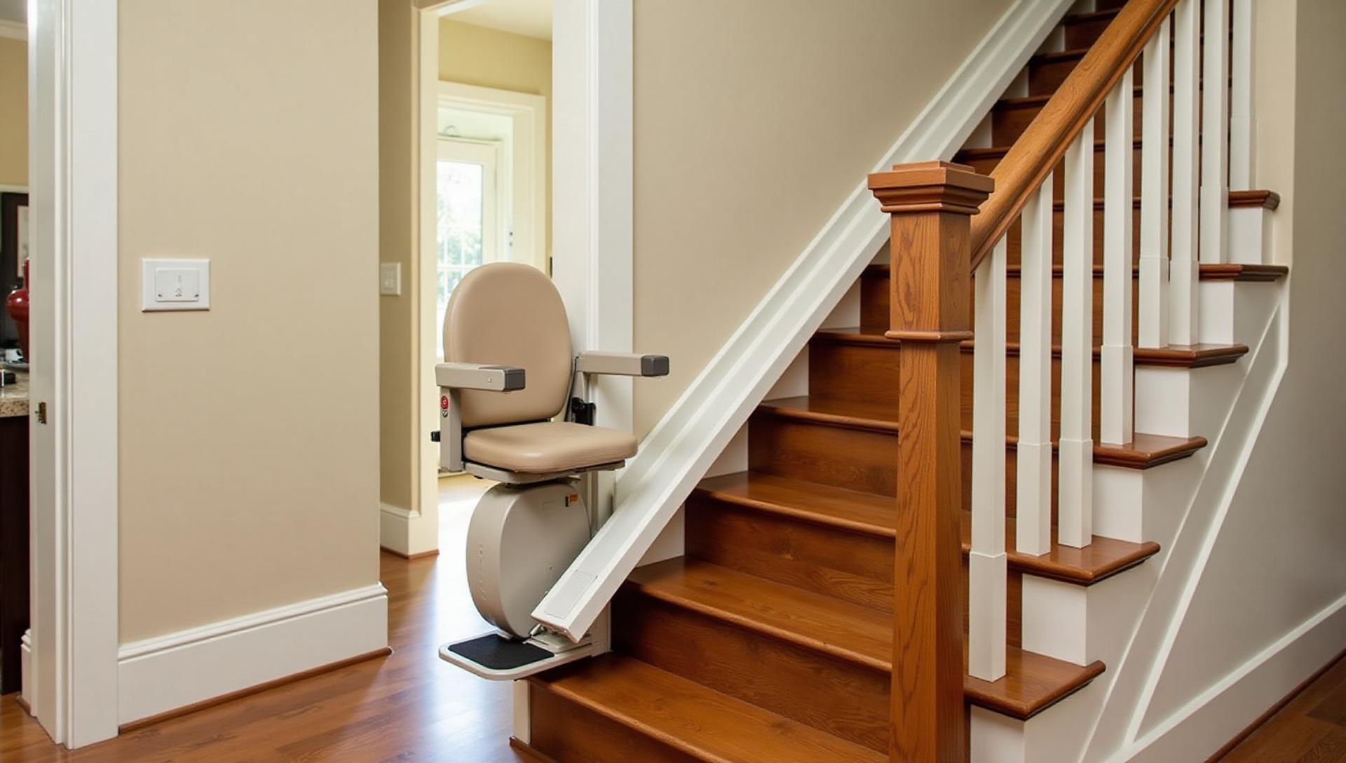 Modern stairlift installed on an elegant wooden staircase in a Portland home